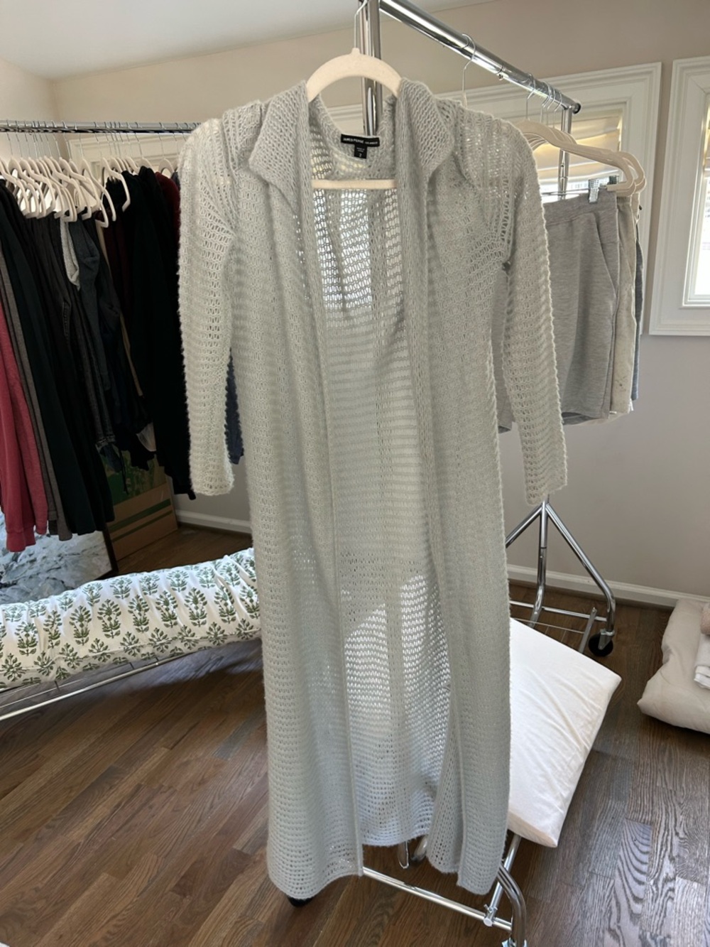 James Perse open knit cardigan in light gray